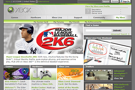 Xbox website in 2006