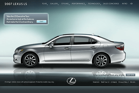 2007 Lexus LS flash website in 2006