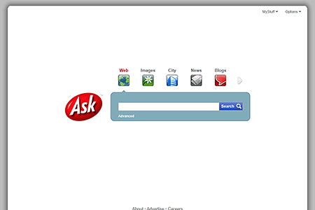 Ask website in 2007