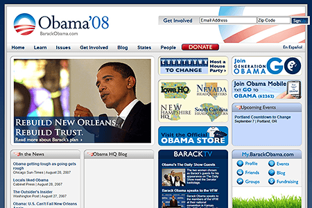 Barack Obama website in 2007