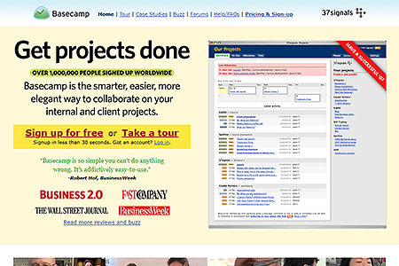 Basecamp website in 2007