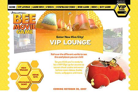 Bee Movie Game flash website in 2007