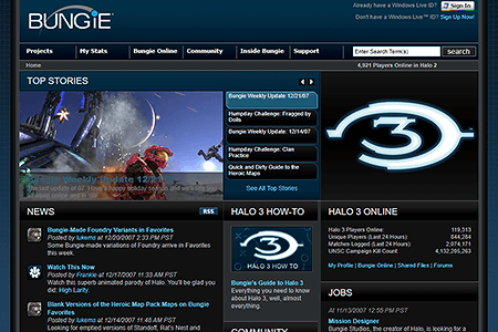 Bungie.net website in 2007