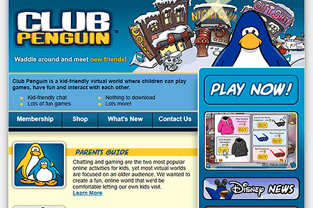 Club Penguin website in 2007