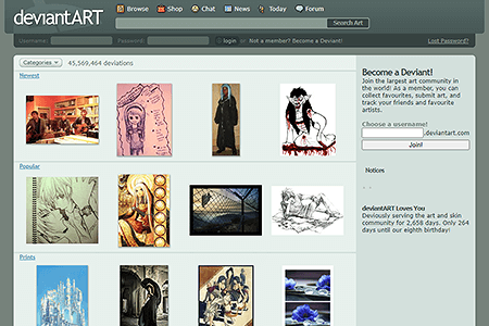 DeviantArt website in 2007