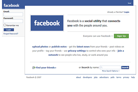 Facebook website in 2007