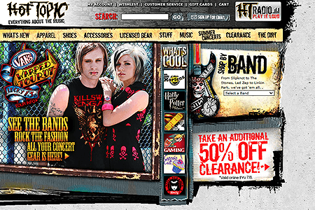 Hot Topic website in 2007