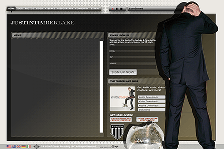 Justin Timberlake flash website in 2007