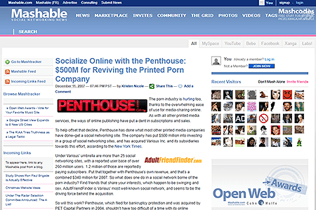 Mashable website in 2007