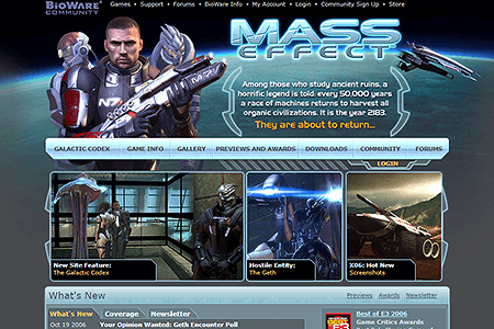 Mass Effect website in 2007
