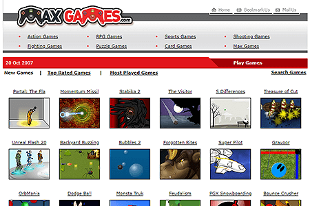 Max Games website in 2007