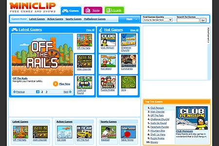 MiniClip website in 2007