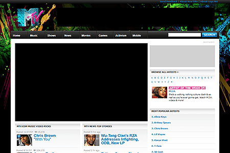 MTV website in 2007