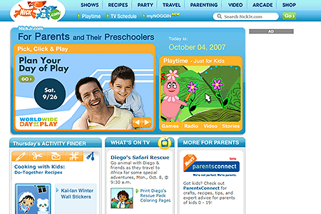 Nick Jr. website in 2007