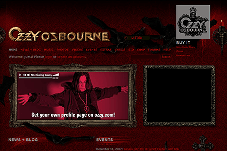 Ozzy Osbourne website in 2007