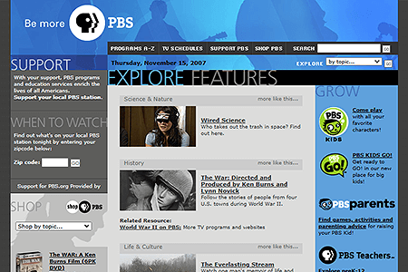 PBS website in 2007
