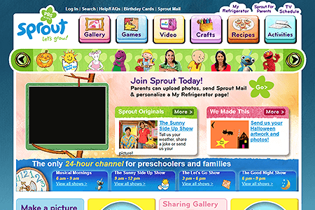 PBS Kids Sprout website in 2007