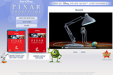 Pixar Short Films Collection flash website in 2007