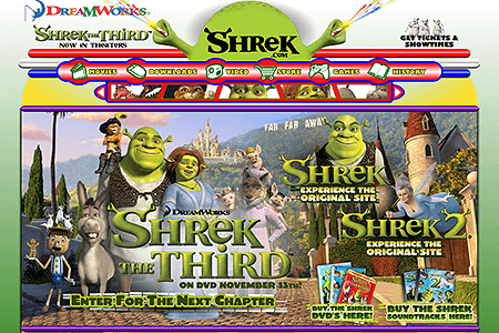 Shrek the Third flash website in 2007