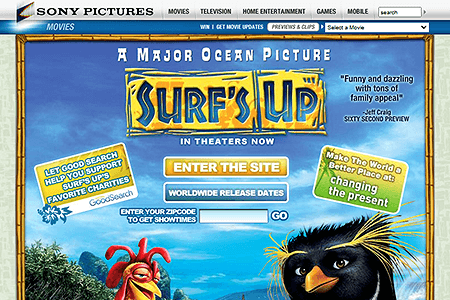 Surf's Up flash website in 2007