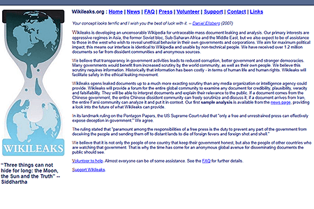 WikiLeaks website in 2007