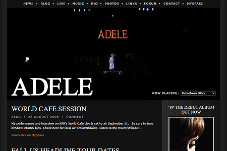 Adele website in 2008