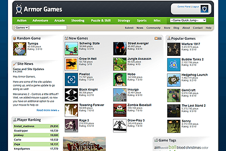 Armor Games website in 2008