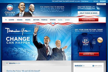 Barack Obama website in 2008