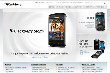 BlackBerry website in 2008