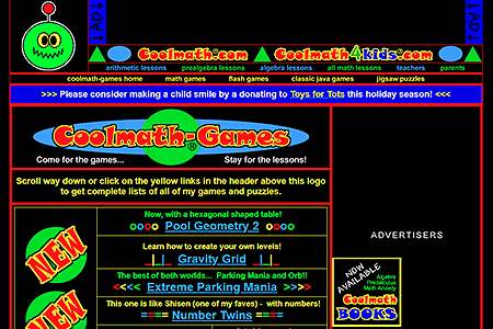 Cool Math Games website in 2008