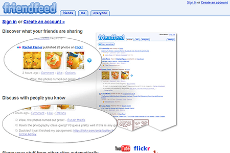 FriendFeed website in 2008