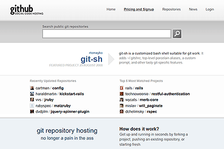 GitHub website in 2008