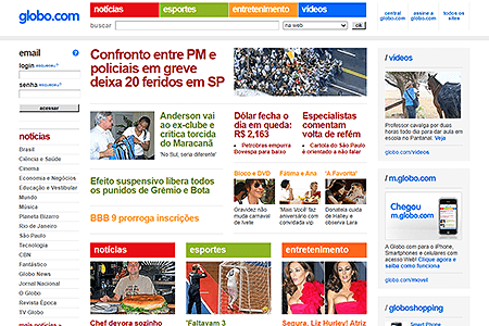 Globo.com website in 2008