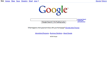 Google website in 2008