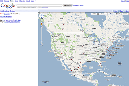 Google Maps website in 2008
