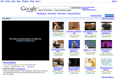 Google Video website in 2008
