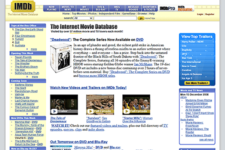 IMDb website in 2008