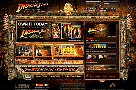Indiana Jones and the Kingdom of the Crystal Skull flash website in 2008