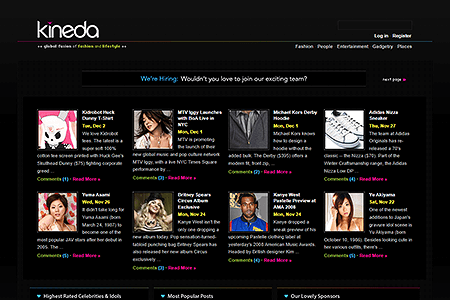 Kineda website in 2008