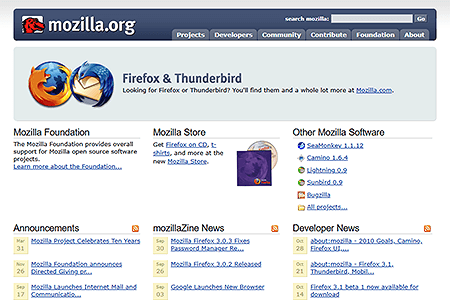Mozilla.org website in 2008