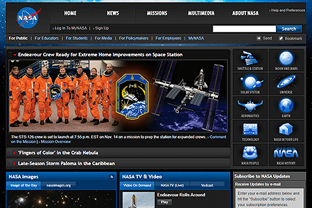 NASA website in 2008