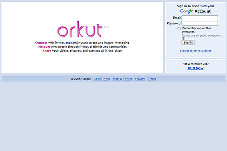 Orkut website in 2008