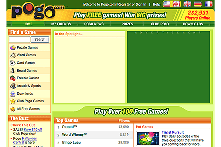 Pogo.com website in 2008