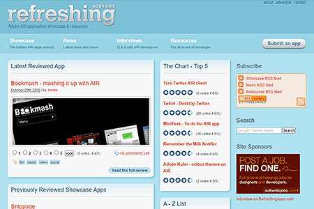 RefreshingApps website in 2008