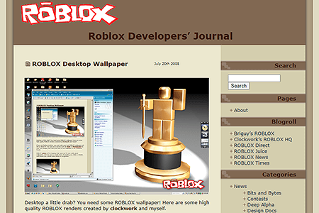 Roblox Developers' Journal website in 2008