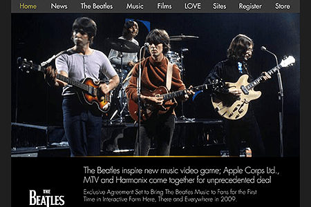 The Beatles website in 2008