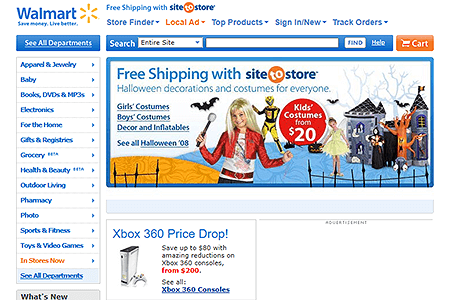 Walmart website in 2008