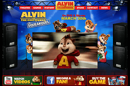 Alvin and the Chipmunks: The Squeakquel flash website in 2009