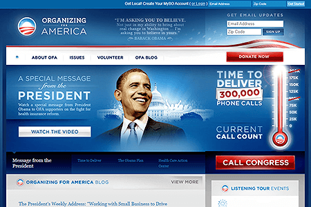 Barack Obama website in 2009
