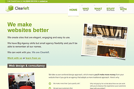 Clearleft website in 2009
